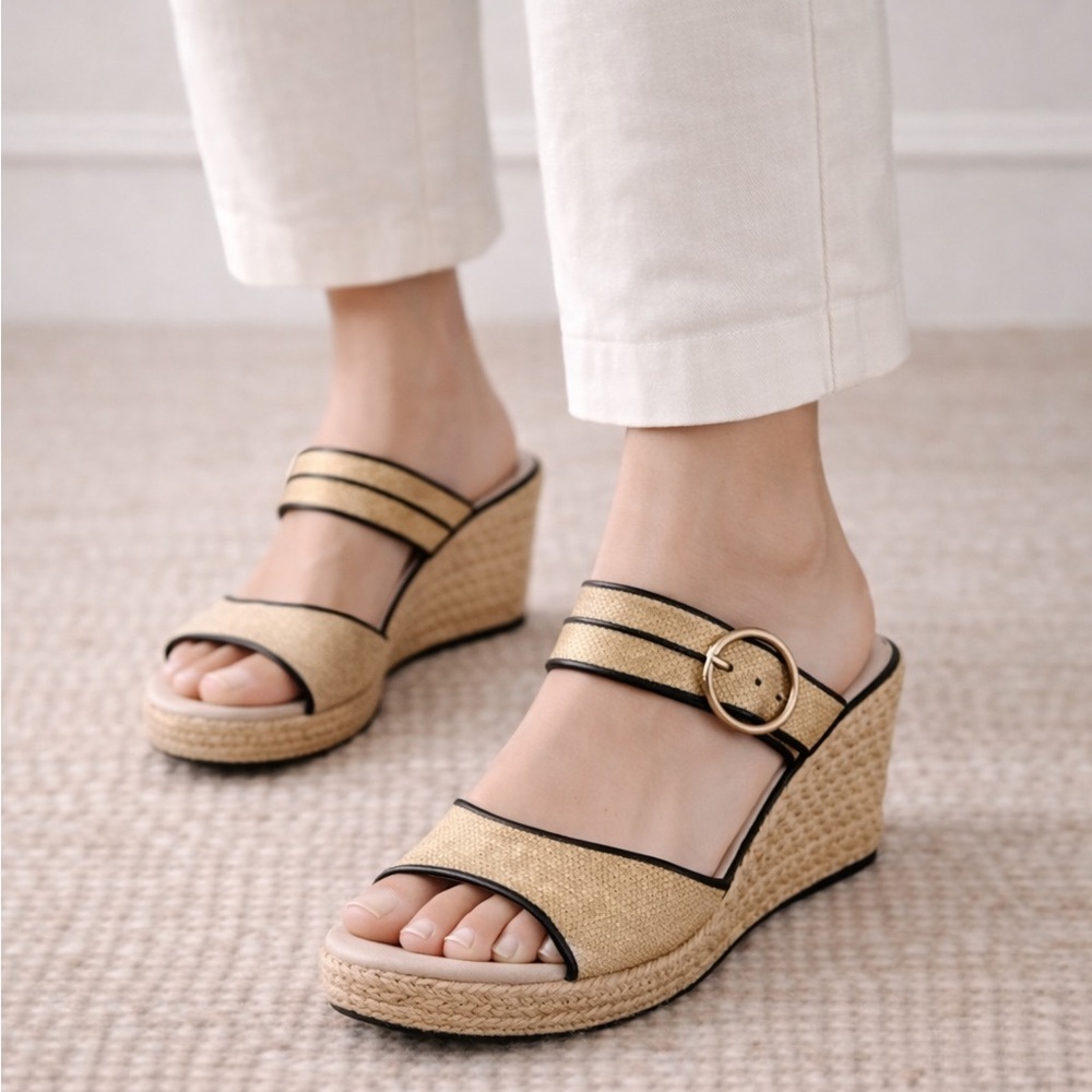 TARYN ROSE KATI WEDGE SLIDE OPEN TOE SANDAL SIZE 9